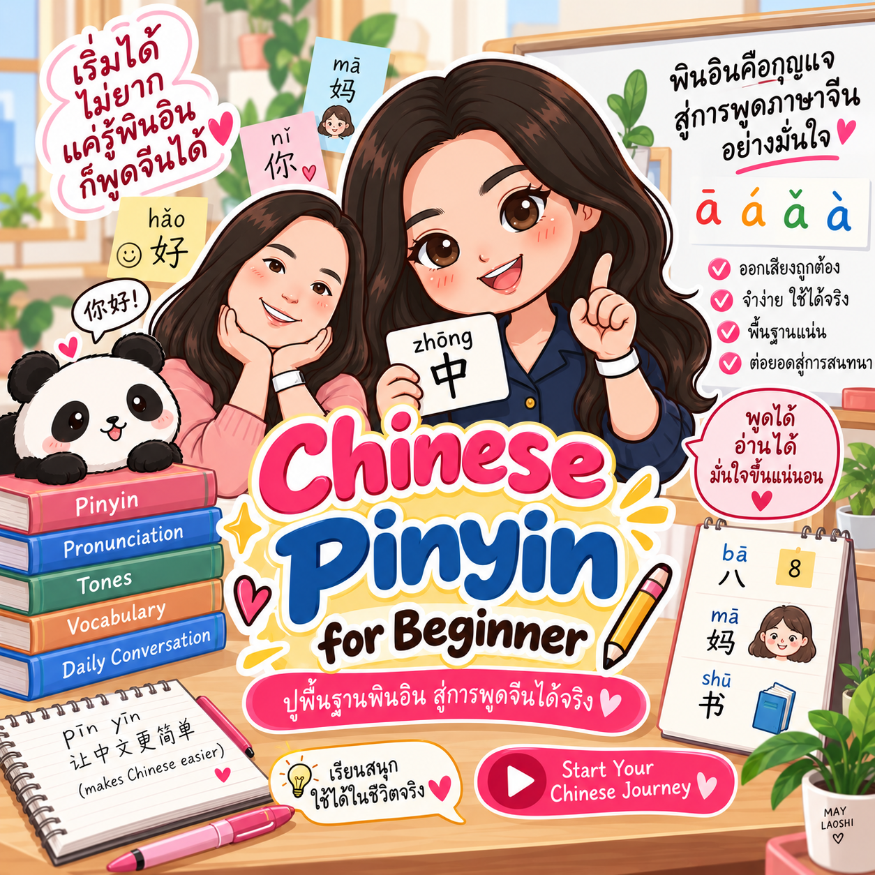 คอร์สเรียนพินอินภาษาจีนสำหรับผู้เริ่มต้น Chinese Pinyin Beginner